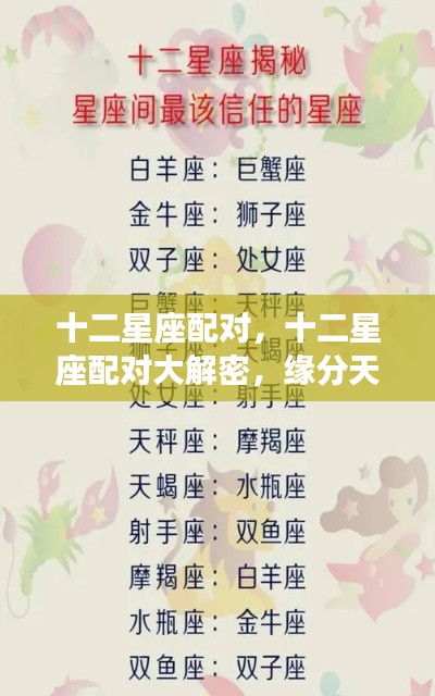 十二星座配对揭秘，性格互补还是缘分天定？
