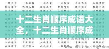 十二生肖顺序成语大全,探寻文化中的智慧与祥瑞