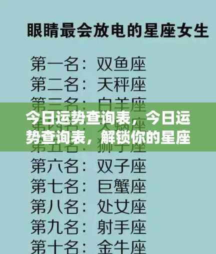 今日运势查询表,揭秘星座运势秘密