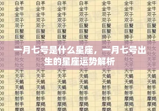 一月七号星座运势解析,揭秘摩羯座性格与运势特点