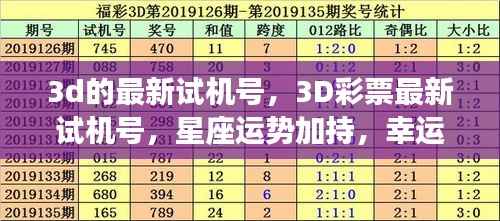 最新3D彩票试机号与星座运势加持,幸运之门即将开启!