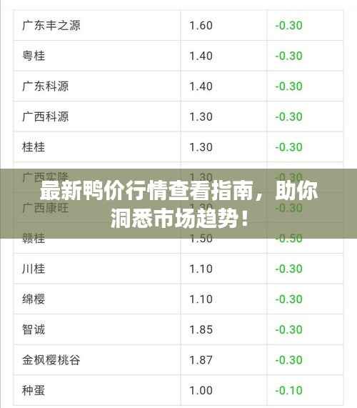 最新鸭价行情查看指南,助你洞悉市场趋势!