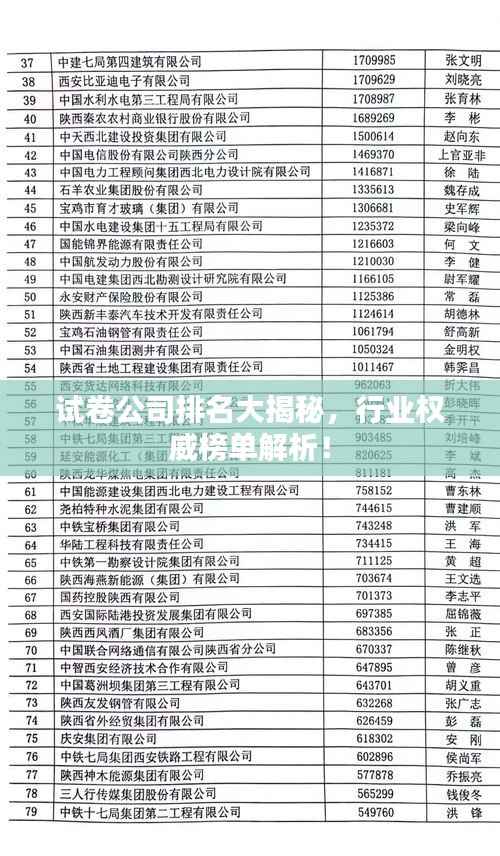 试卷公司排名大揭秘,行业权威榜单解析!
