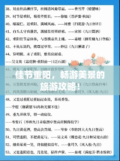 佳节重阳，畅游美景的旅游攻略！